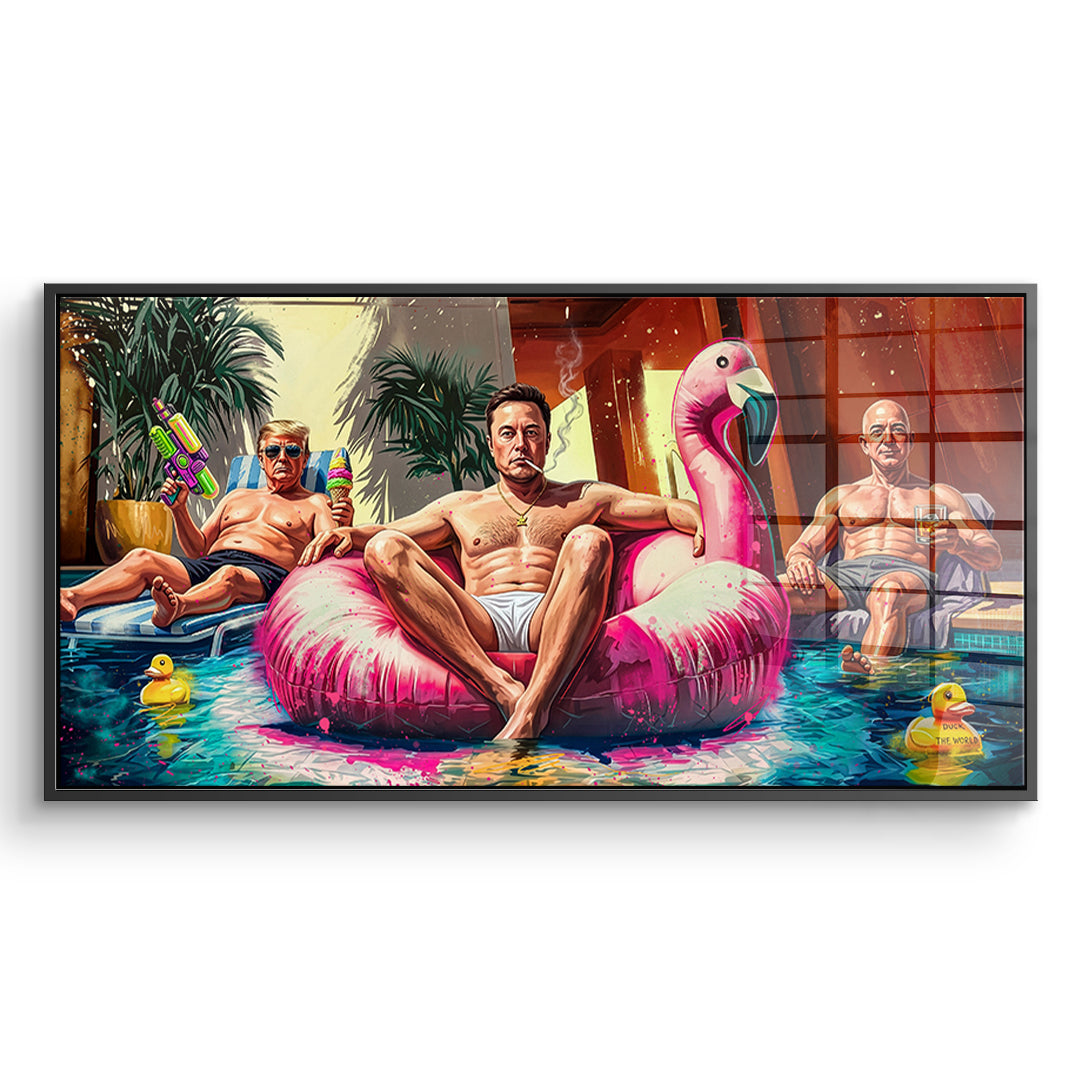 DOTCOMCANVAS Acrylglasbild Pool Friends im schwarzen Premium-Rahmen