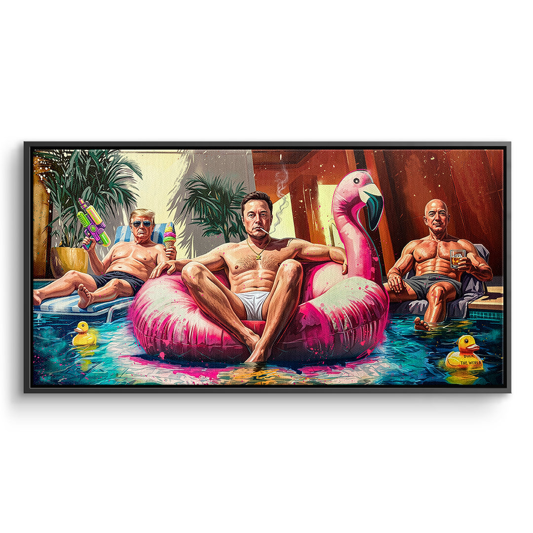 DOTCOMCANVAS Leinwandbild Pool Friends im schwarzen Premium-Rahmen