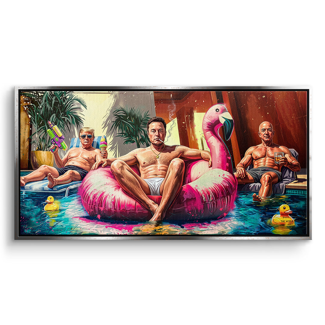 DOTCOMCANVAS Leinwandbild Pool Friends im silbernen Premium-Rahmen