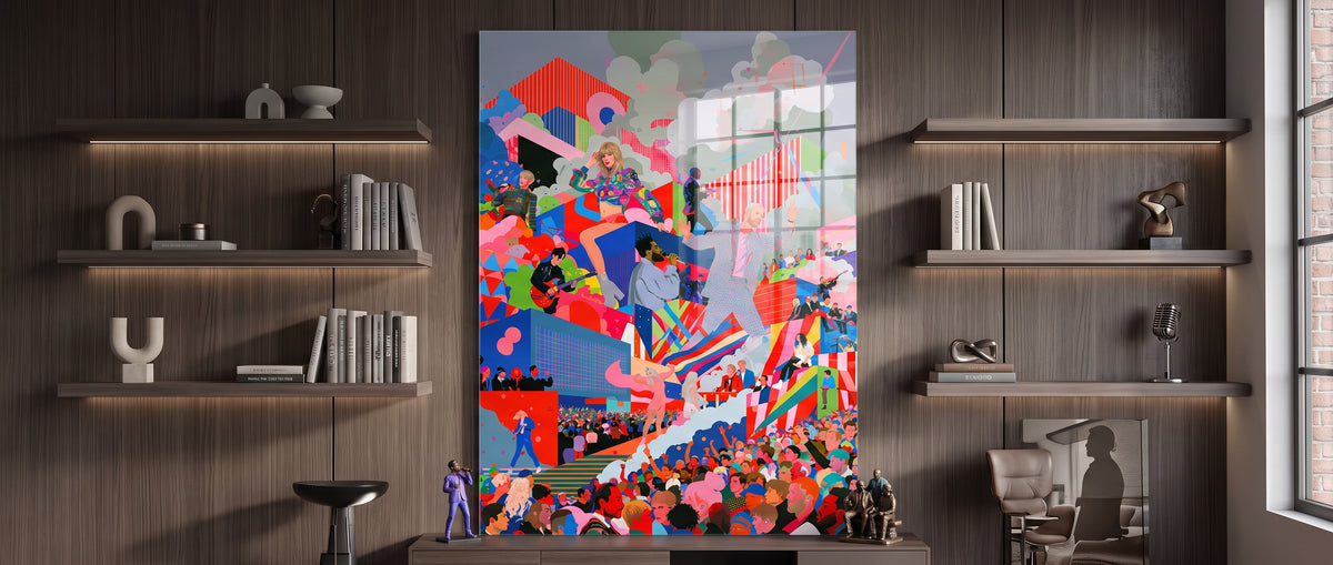 Acrylglasbild Pop Stage Collage Website Banner