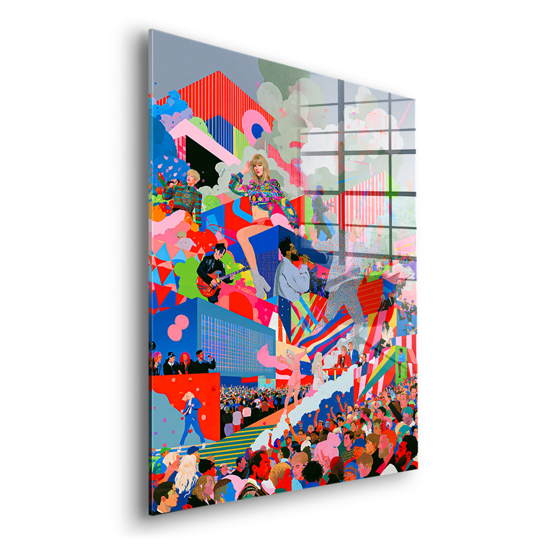 Seitenansicht des Acrylglasbilds Pop Stage Collage ohne Rahmen