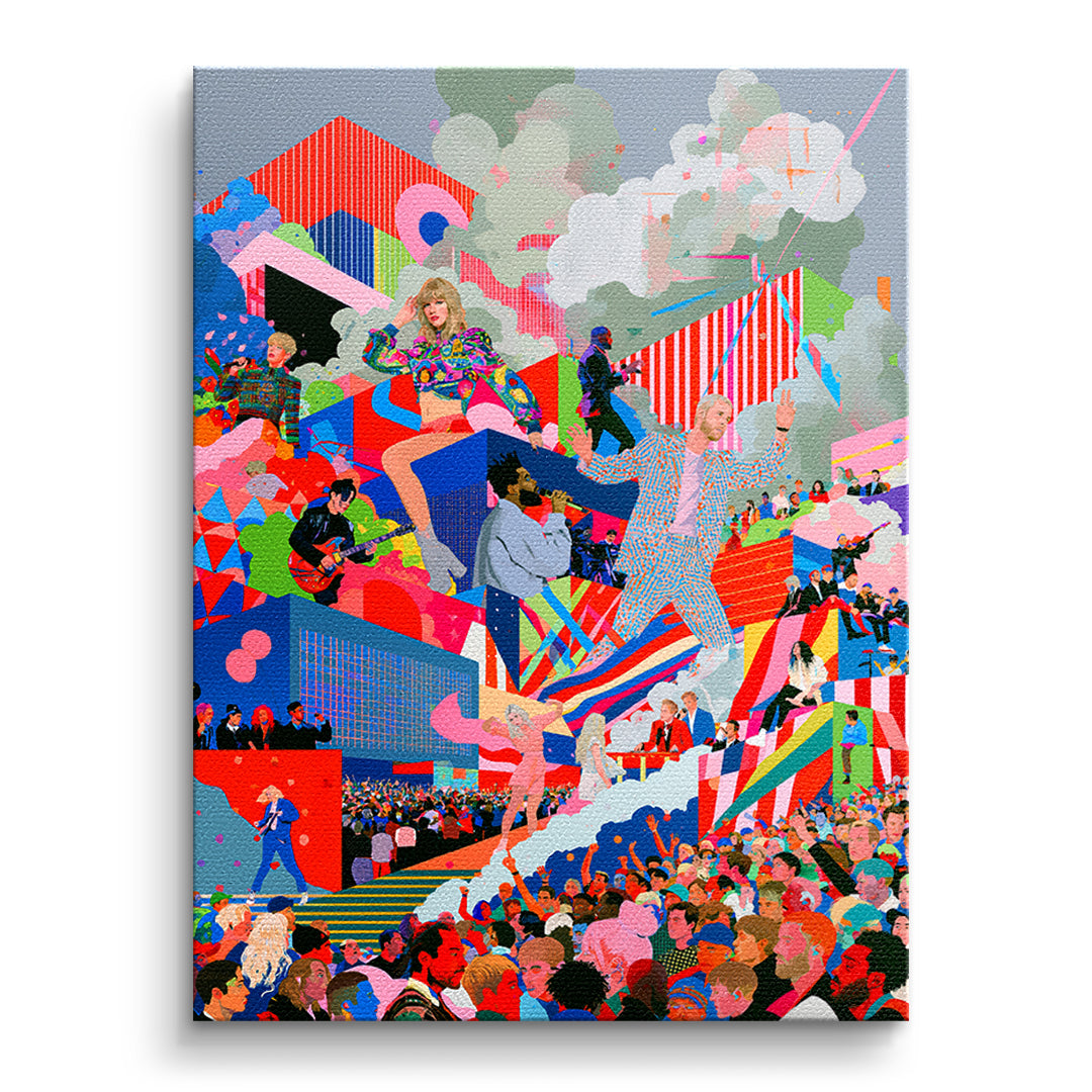 DOTCOMCANVAS Leinwandbild Pop Stage Collage ohne Rahmen