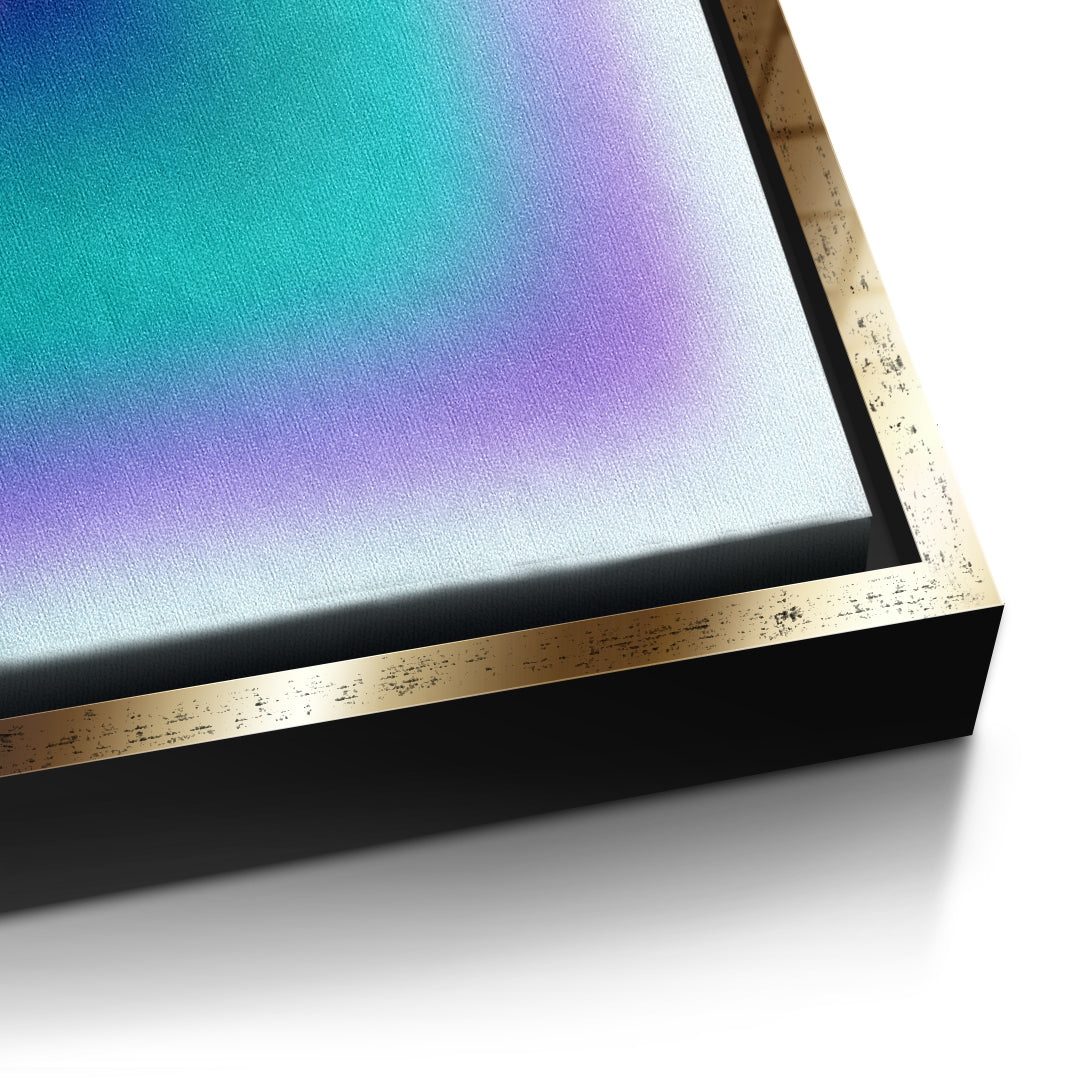 Detailaufnahme der Leinwandstruktur, Focus Aura im goldenen Rahmen
