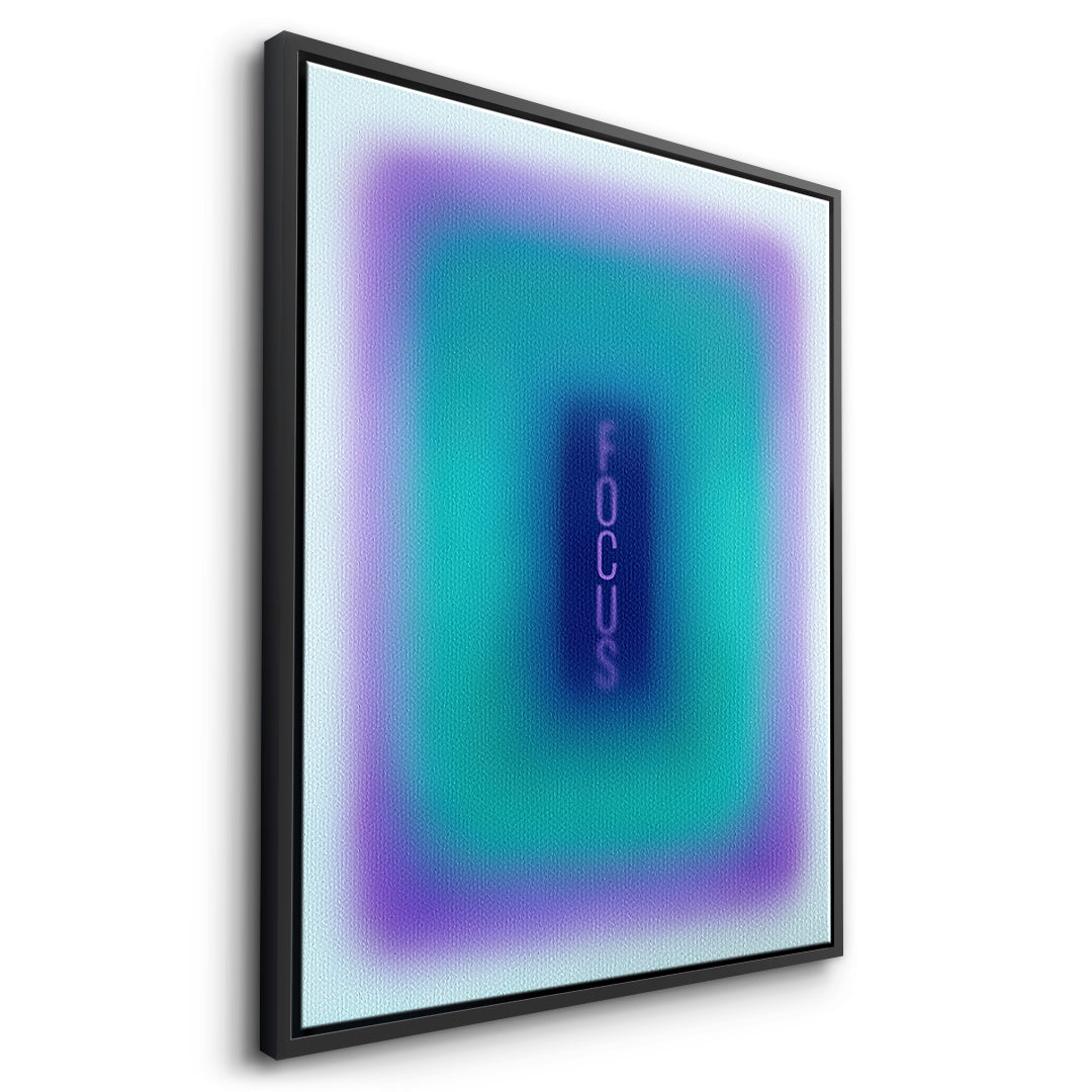 Seitenansicht des Leinwandbilds Focus Aura im schwarzen Rahmen