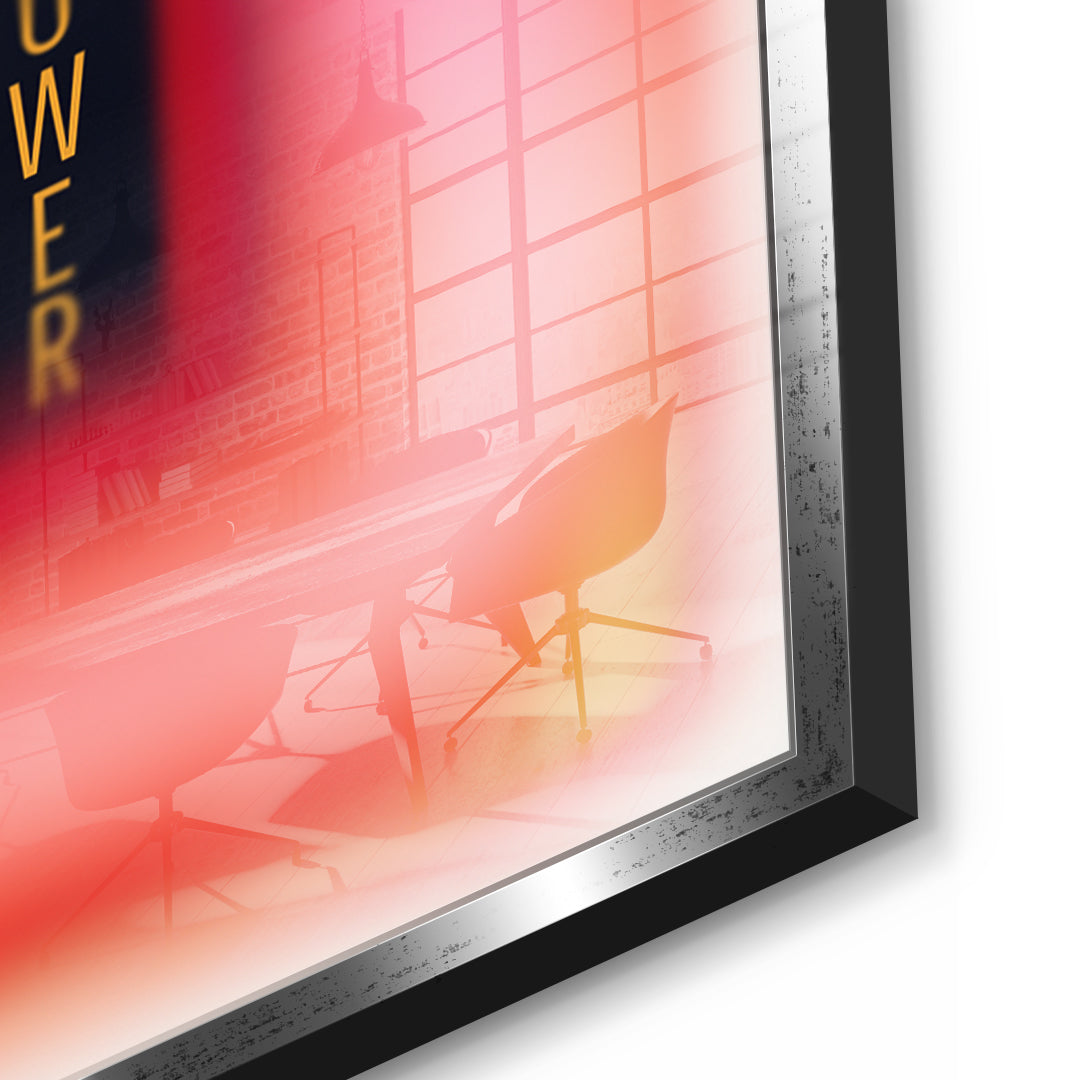 Detailaufnahme des 5mm Acrylglases, Power Aura im silbernen Rahmen