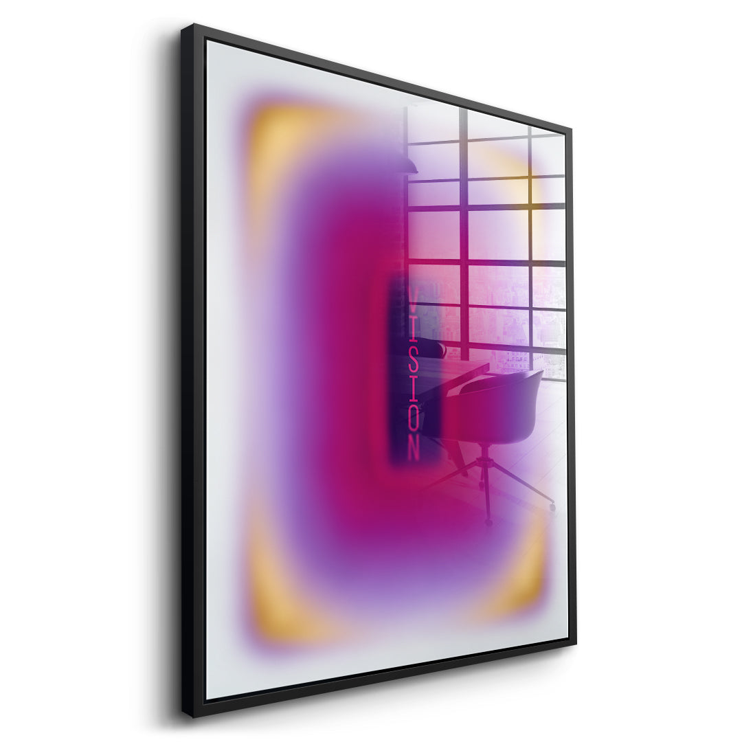 Seitenansicht des Acrylglasbilds Vision Aura im schwarzen Rahmen