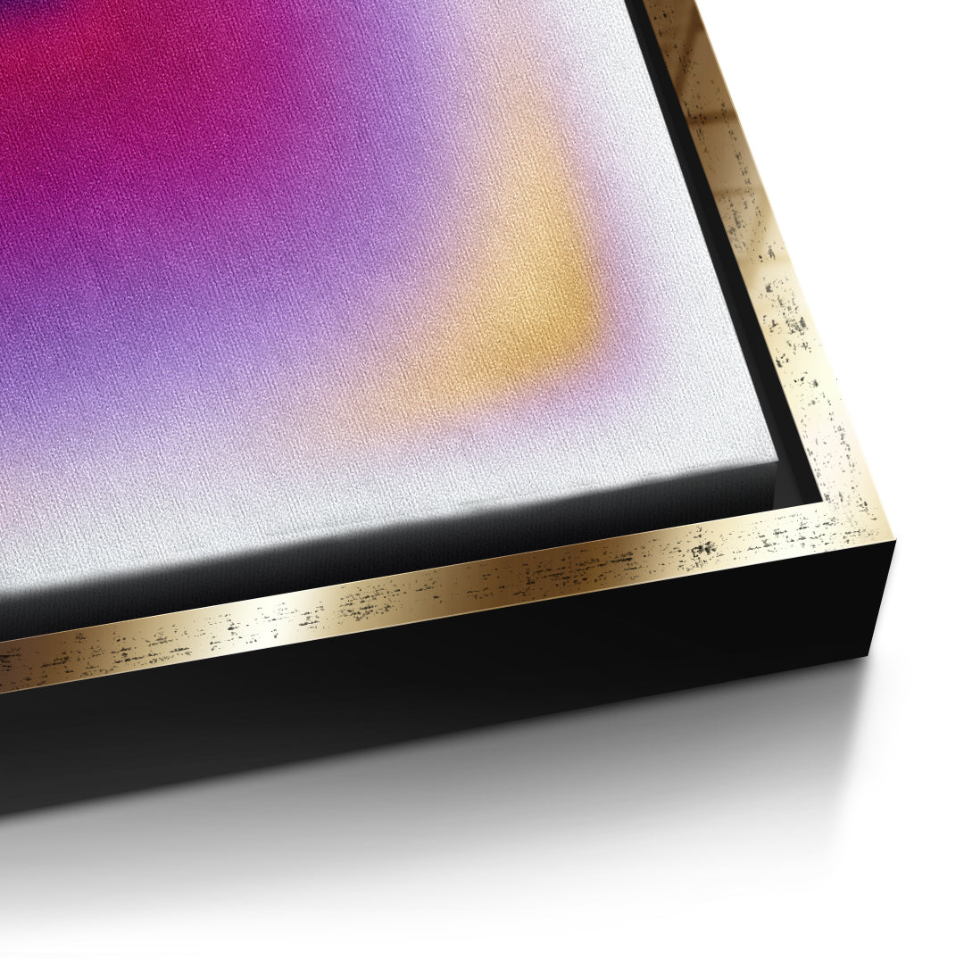 Detailaufnahme der Leinwandstruktur, Vision Aura im goldenen Rahmen