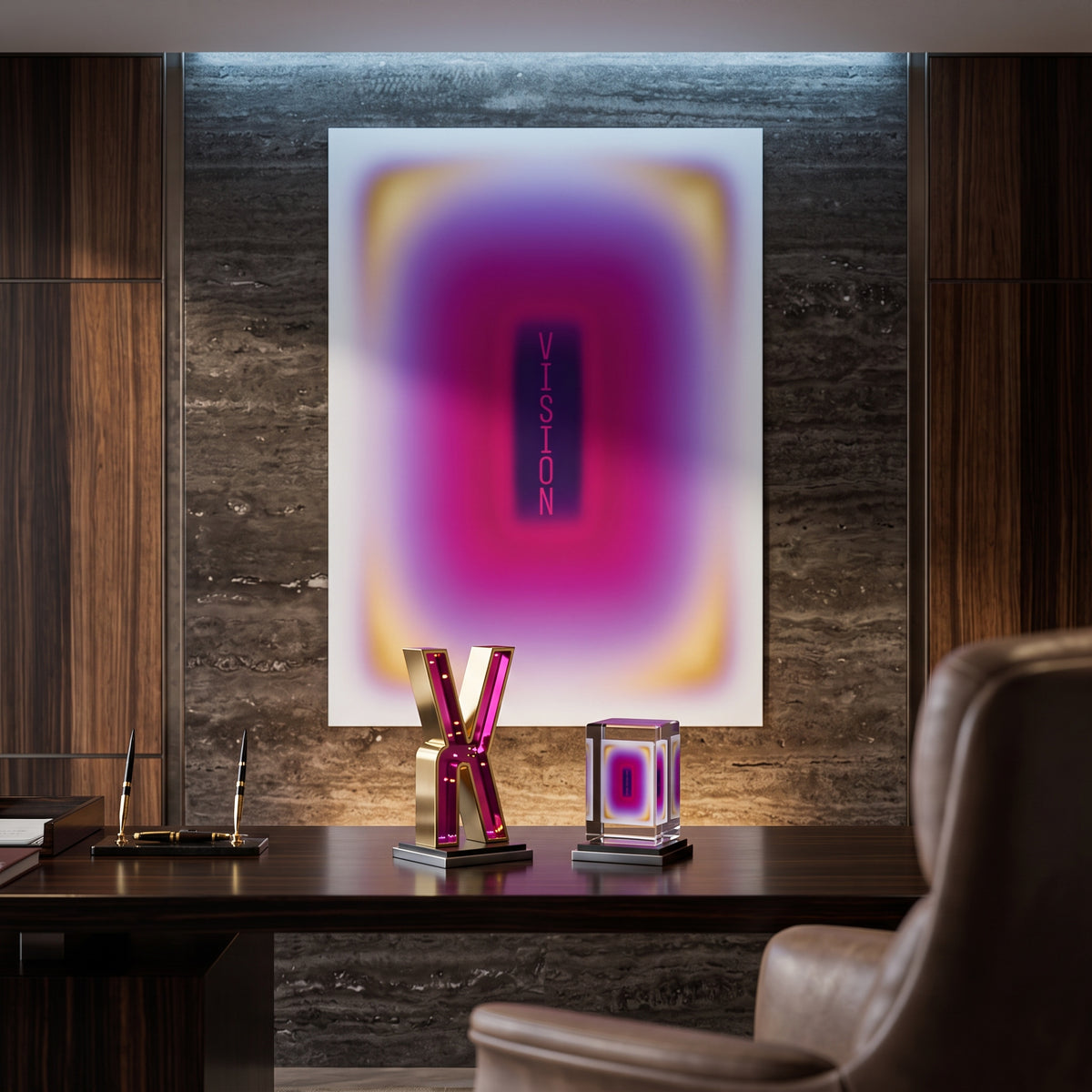 Poster Vision Aura an der Wand eines modernen Wohnraums