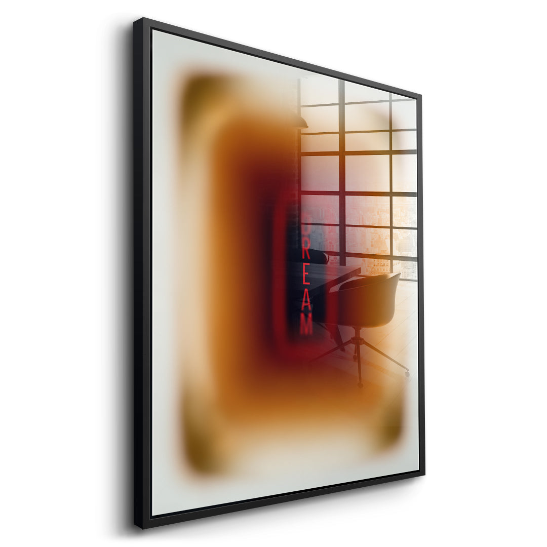 Seitenansicht des Acrylglasbilds Dream Aura im schwarzen Rahmen