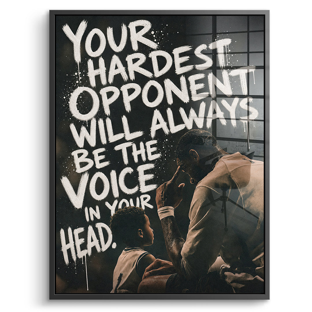 DOTCOMCANVAS Acrylglasbild Your Hardest Opponent im schwarzen Premium-Rahmen