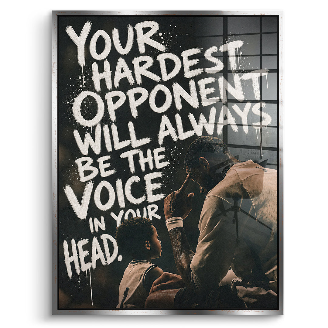 DOTCOMCANVAS Acrylglasbild Your Hardest Opponent im silbernen Premium-Rahmen
