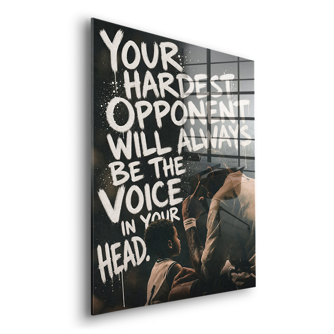Seitenansicht des Acrylglasbilds Your Hardest Opponent ohne Rahmen