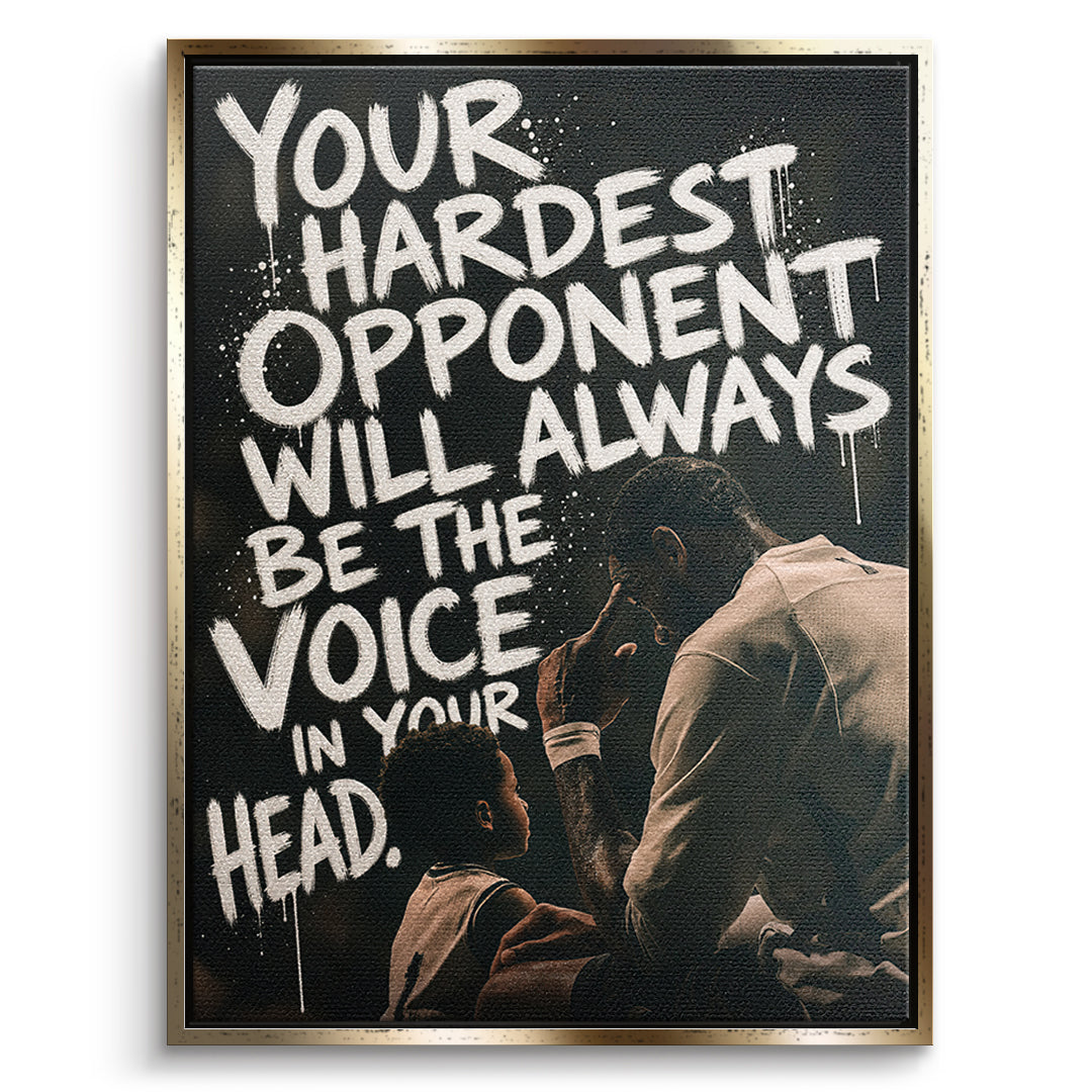 DOTCOMCANVAS Leinwandbild Your Hardest Opponent im goldenen Premium-Rahmen