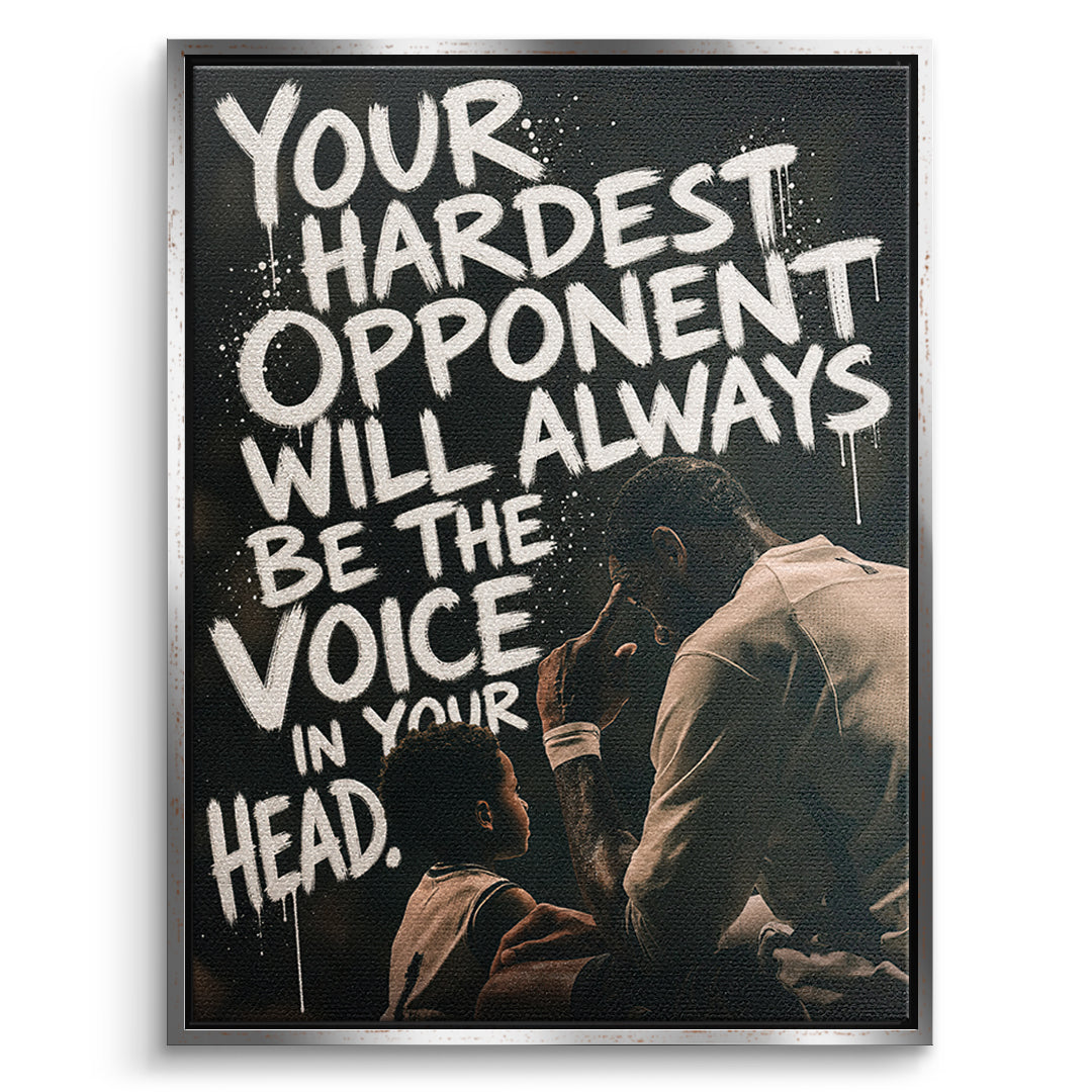 DOTCOMCANVAS Leinwandbild Your Hardest Opponent im silbernen Premium-Rahmen