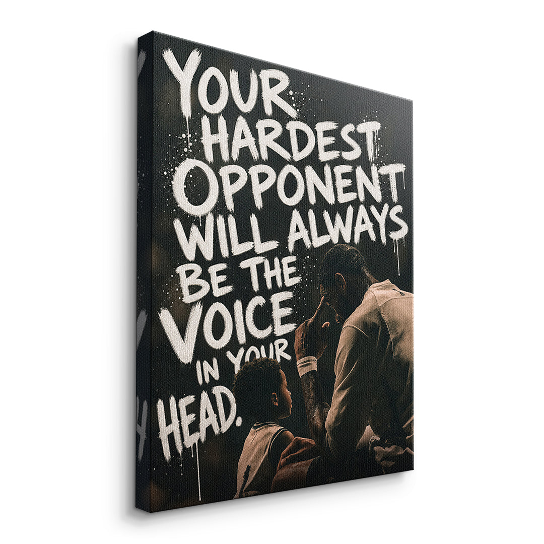 Seitenansicht des Leinwandbilds Your Hardest Opponent ohne Rahmen