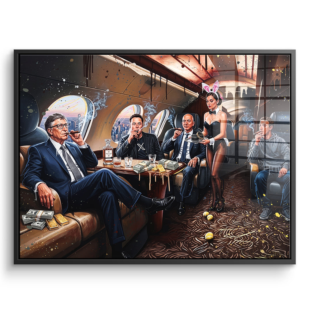 DOTCOMCANVAS Acrylglasbild Jet Friends im schwarzen Premium-Rahmen