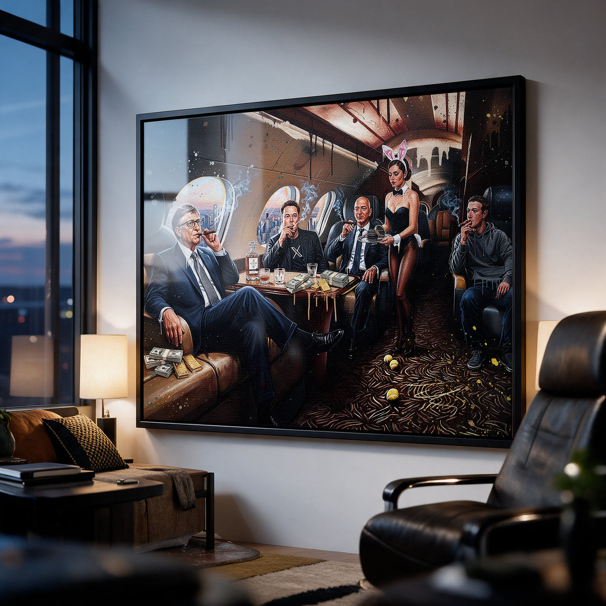 Acrylglasbild Jet Friends an der Wand eines modernen Wohnraums