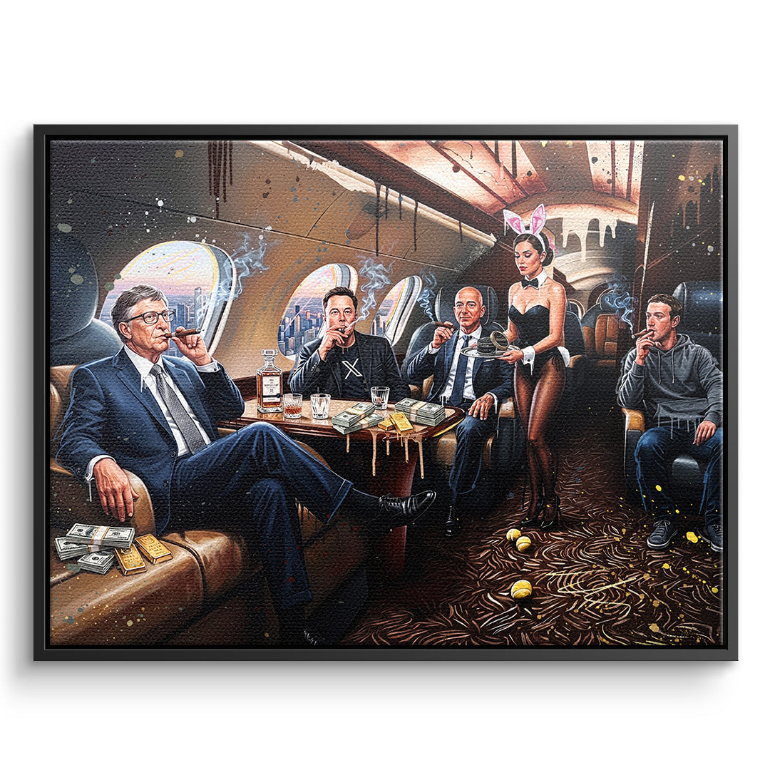 DOTCOMCANVAS Leinwandbild Jet Friends im schwarzen Premium-Rahmen