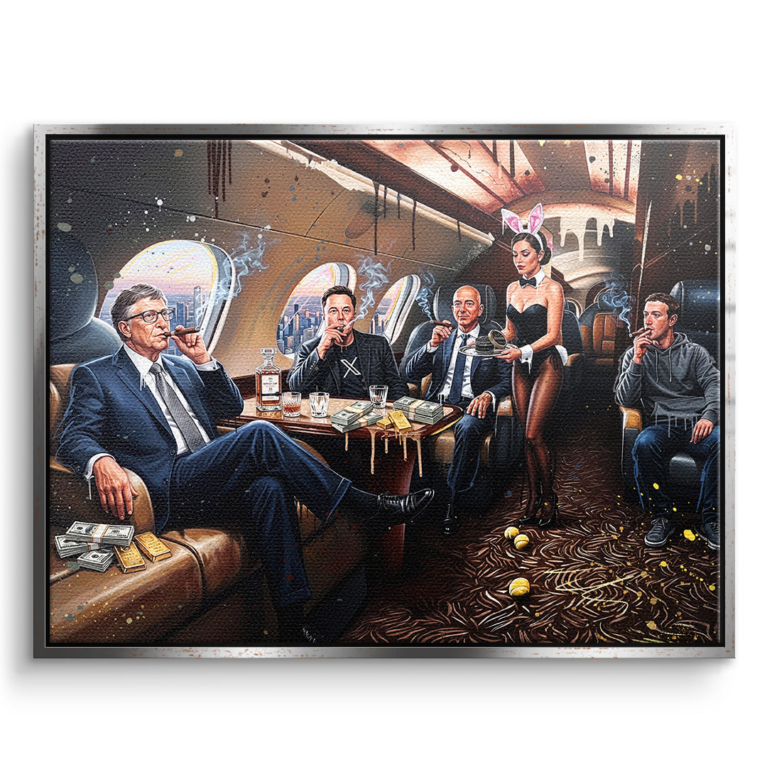 DOTCOMCANVAS Leinwandbild Jet Friends im silbernen Premium-Rahmen