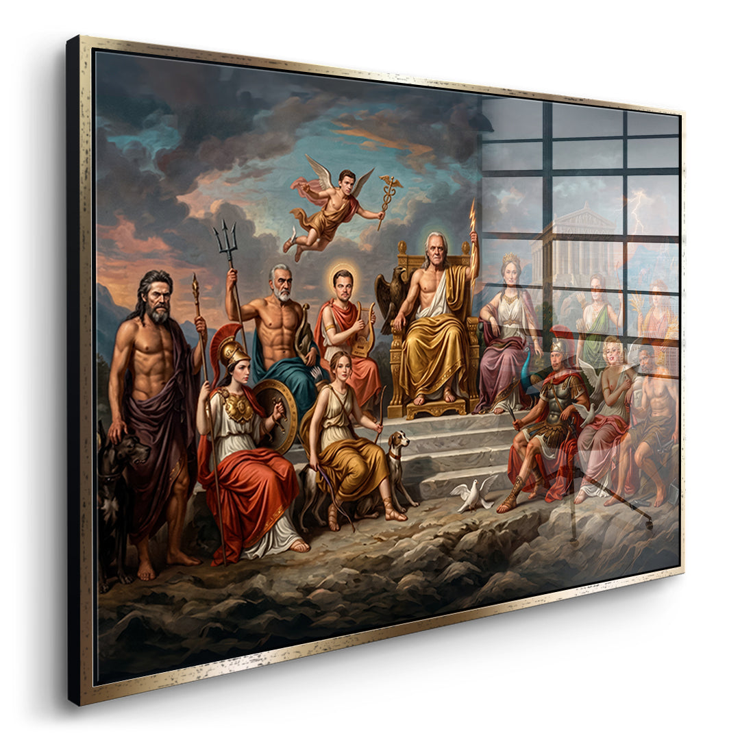 Seitenansicht des Acrylglasbilds Hollywood in Greece im goldenen Rahmen