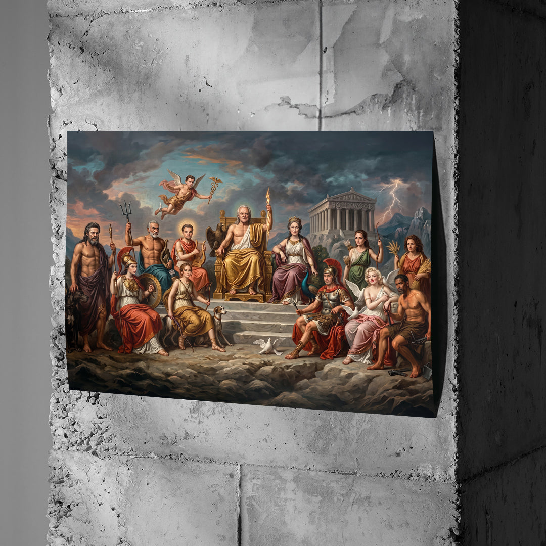 Poster Hollywood in Greece an einer Betonwand