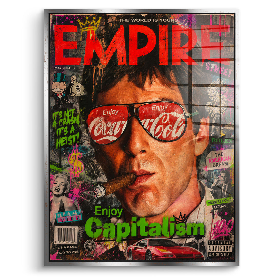 DOTCOMCANVAS Acrylglasbild Enjoy Capitalism Empire im silbernen Premium-Rahmen