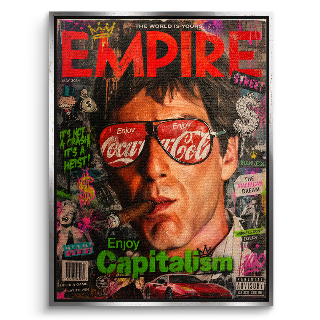 DOTCOMCANVAS Leinwandbild Enjoy Capitalism Empire im silbernen Premium-Rahmen