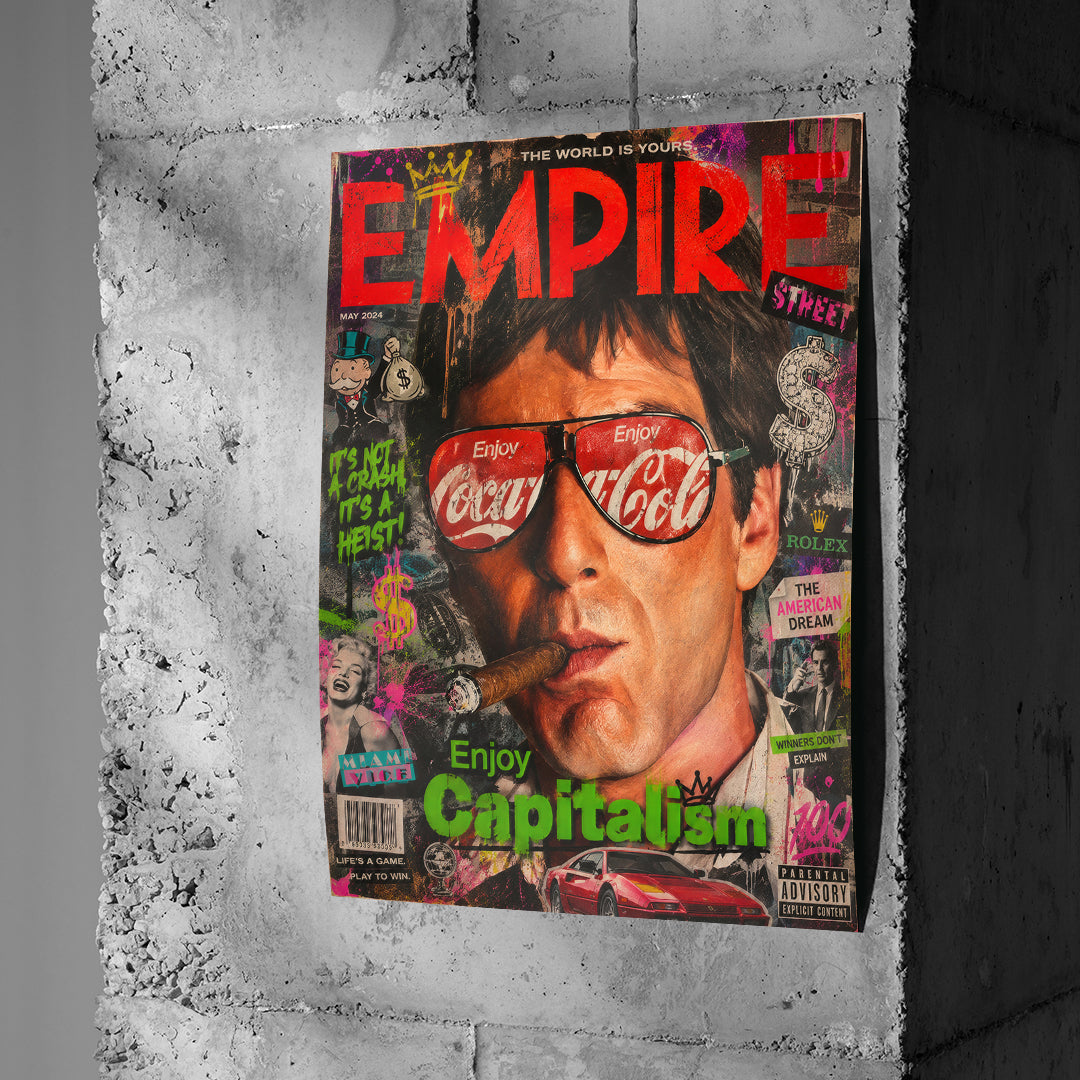 Poster Enjoy Capitalism Empire an einer Betonwand