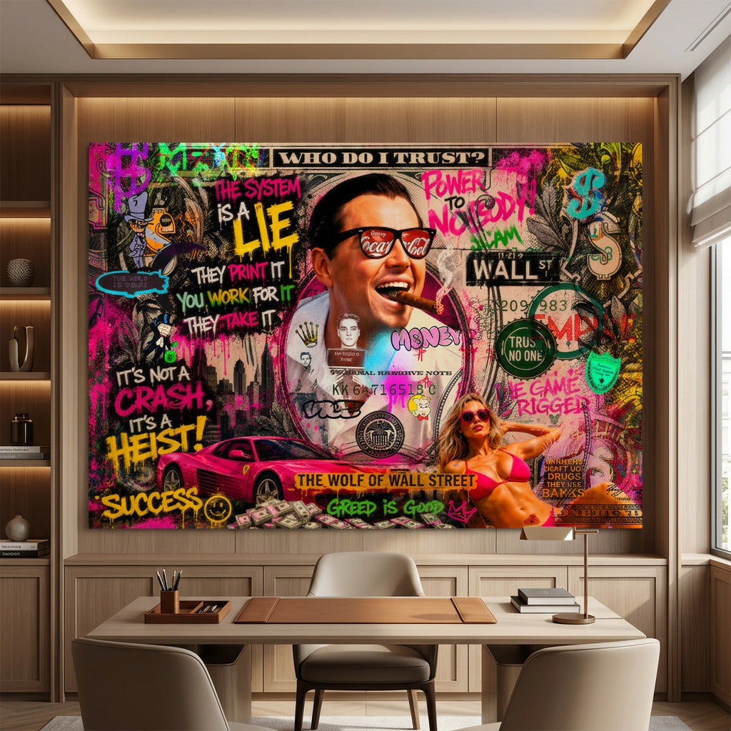 Poster Its A Heist an der Wand eines modernen Wohnraums
