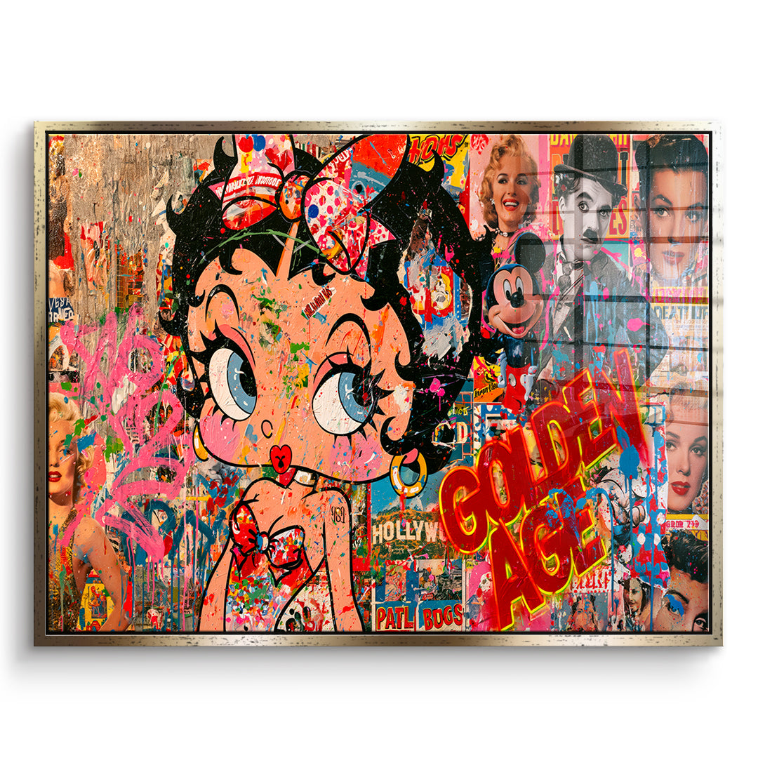 DOTCOMCANVAS Acrylglasbild Golden Age im goldenen Premium-Rahmen