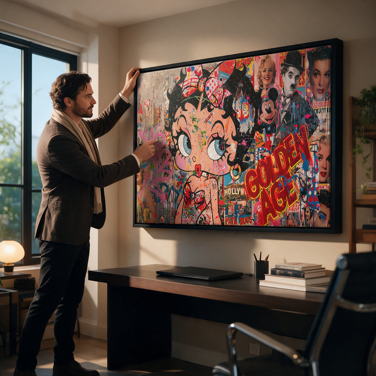 Leinwandbild Golden Age an der Wand eines modernen Wohnraums