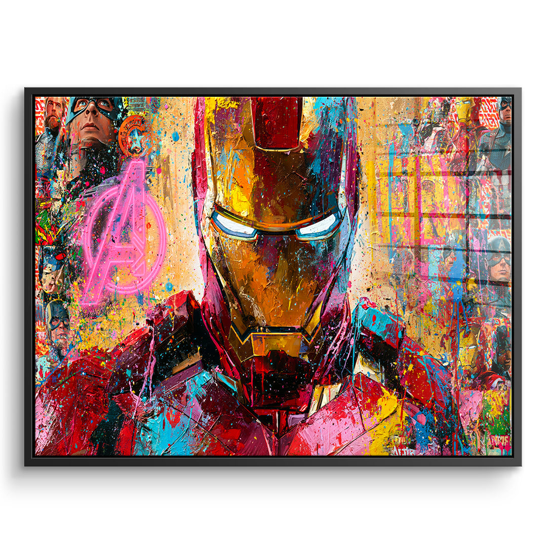 DOTCOMCANVAS Acrylglasbild Iron Legend im schwarzen Premium-Rahmen