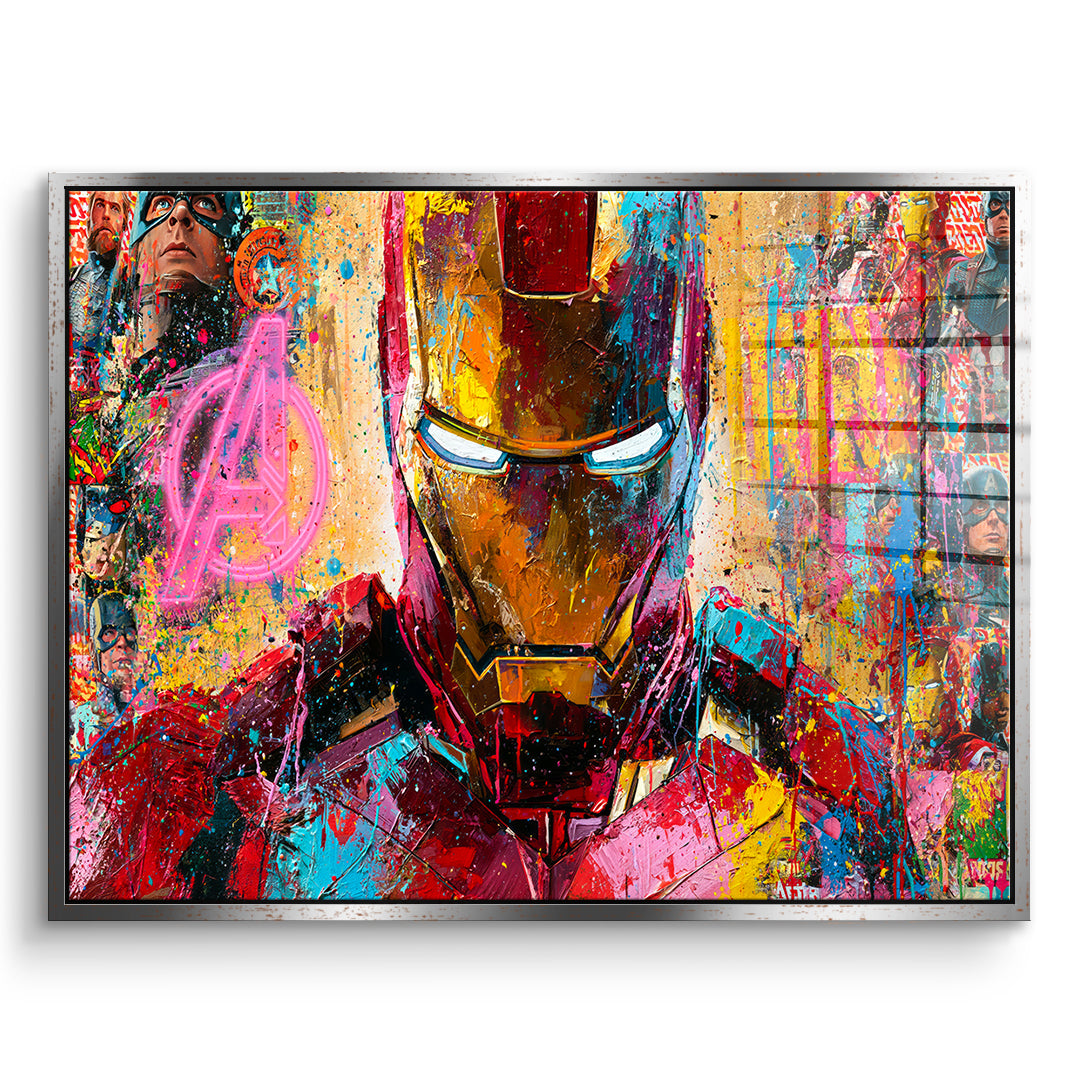 DOTCOMCANVAS Acrylglasbild Iron Legend im silbernen Premium-Rahmen