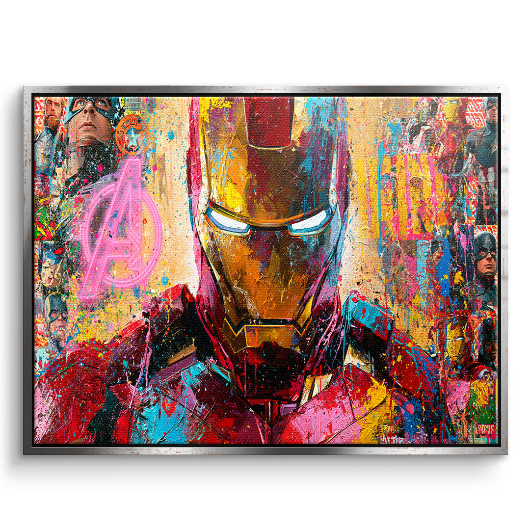 DOTCOMCANVAS Leinwandbild Iron Legend im silbernen Premium-Rahmen