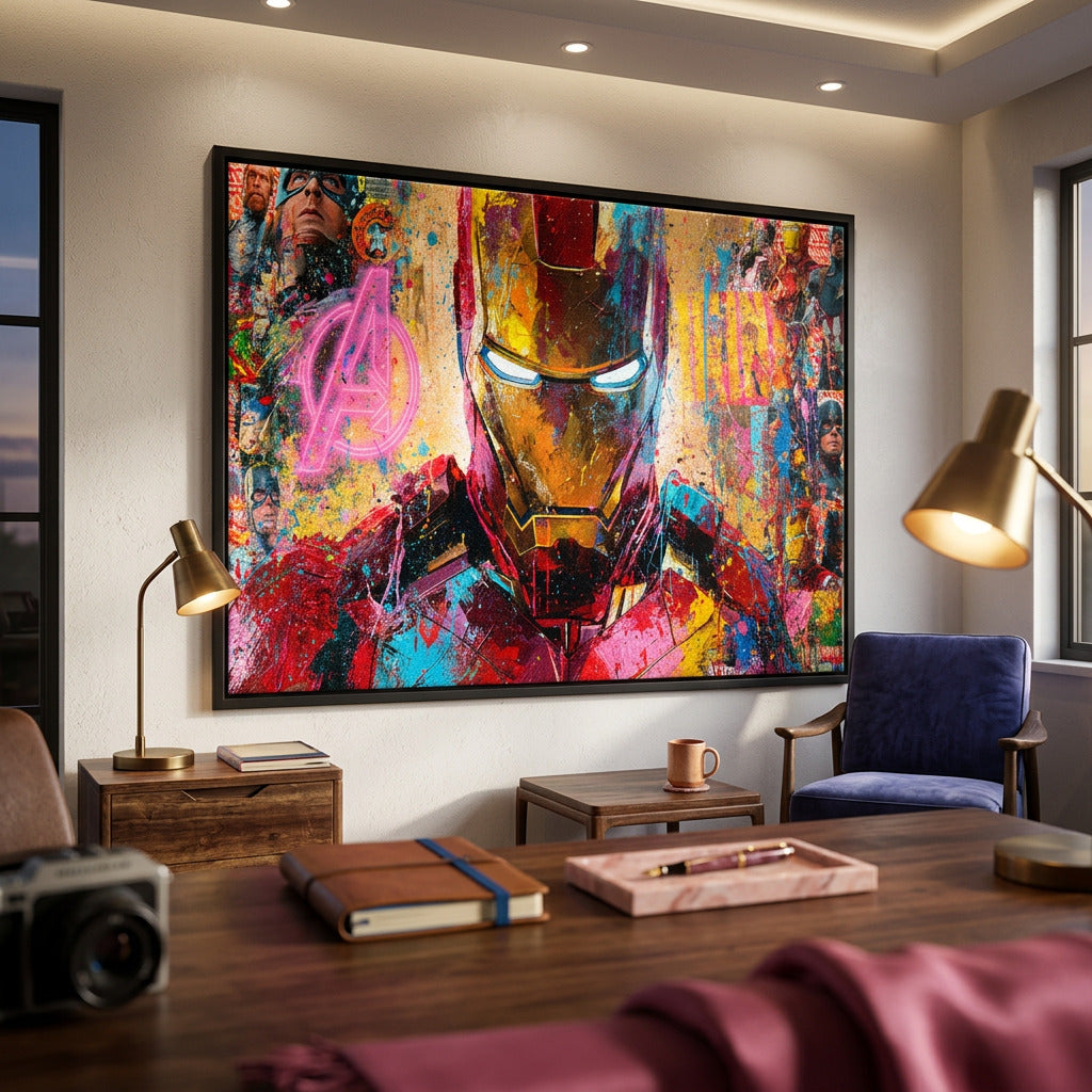 Leinwandbild Iron Legend an der Wand eines modernen Wohnraums