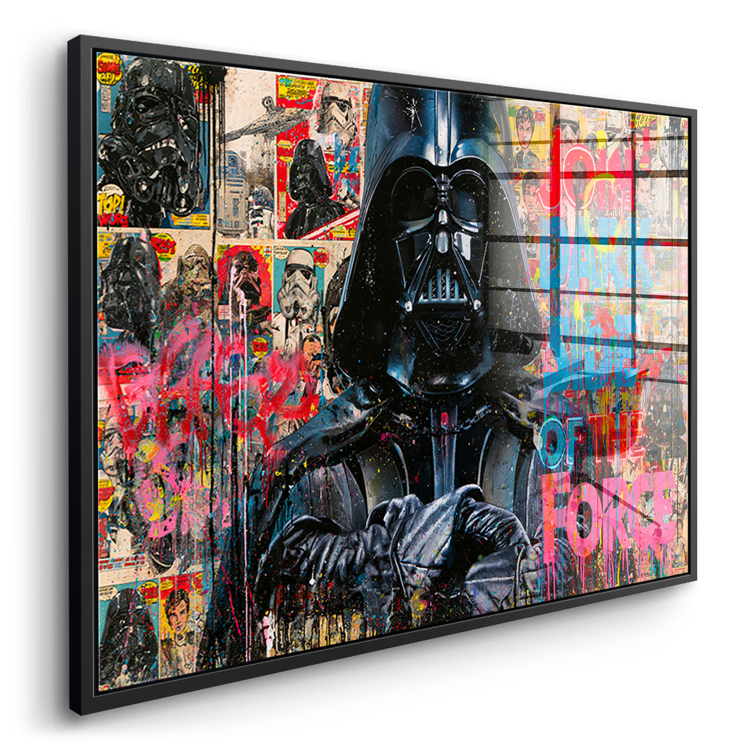 Seitenansicht des Acrylglasbilds Dark Side Graffiti im schwarzen Rahmen