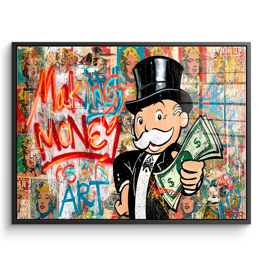 DOTCOMCANVAS Acrylglasbild Making Money Is An Art Graffiti im schwarzen Premium-Rahmen