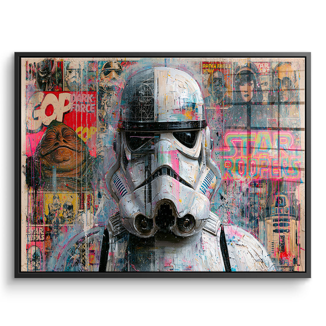 DOTCOMCANVAS Acrylglasbild Neon Trooper im schwarzen Premium-Rahmen