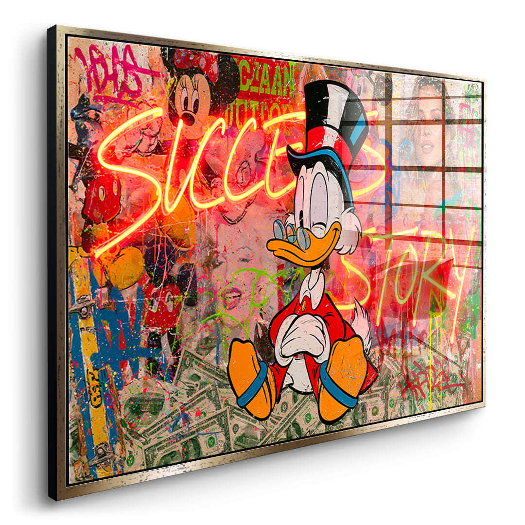 Seitenansicht des Acrylglasbilds Success Story im goldenen Rahmen