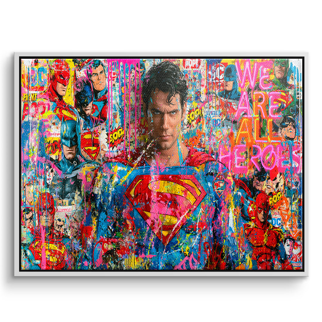 DOTCOMCANVAS Leinwandbild We Are All Heroes im weißen Premium-Rahmen