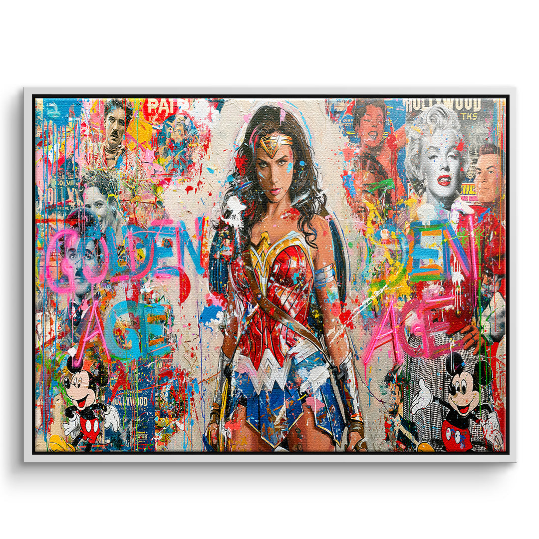 DOTCOMCANVAS Leinwandbild Golden Age Heroine im weißen Premium-Rahmen