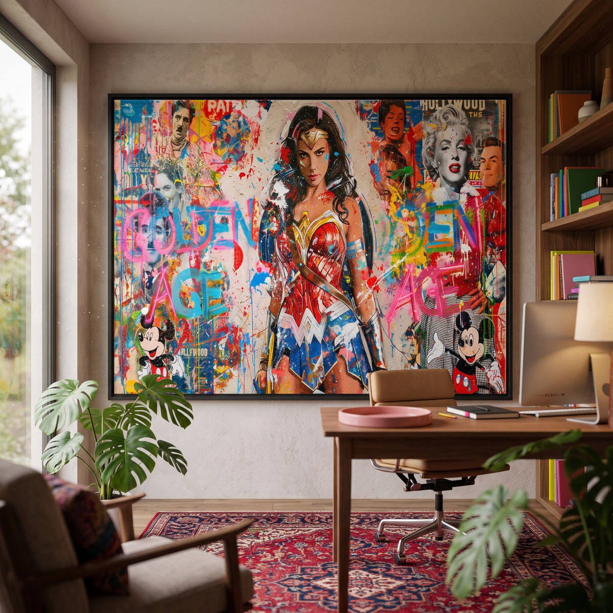 Leinwandbild Golden Age Heroine an der Wand eines modernen Wohnraums