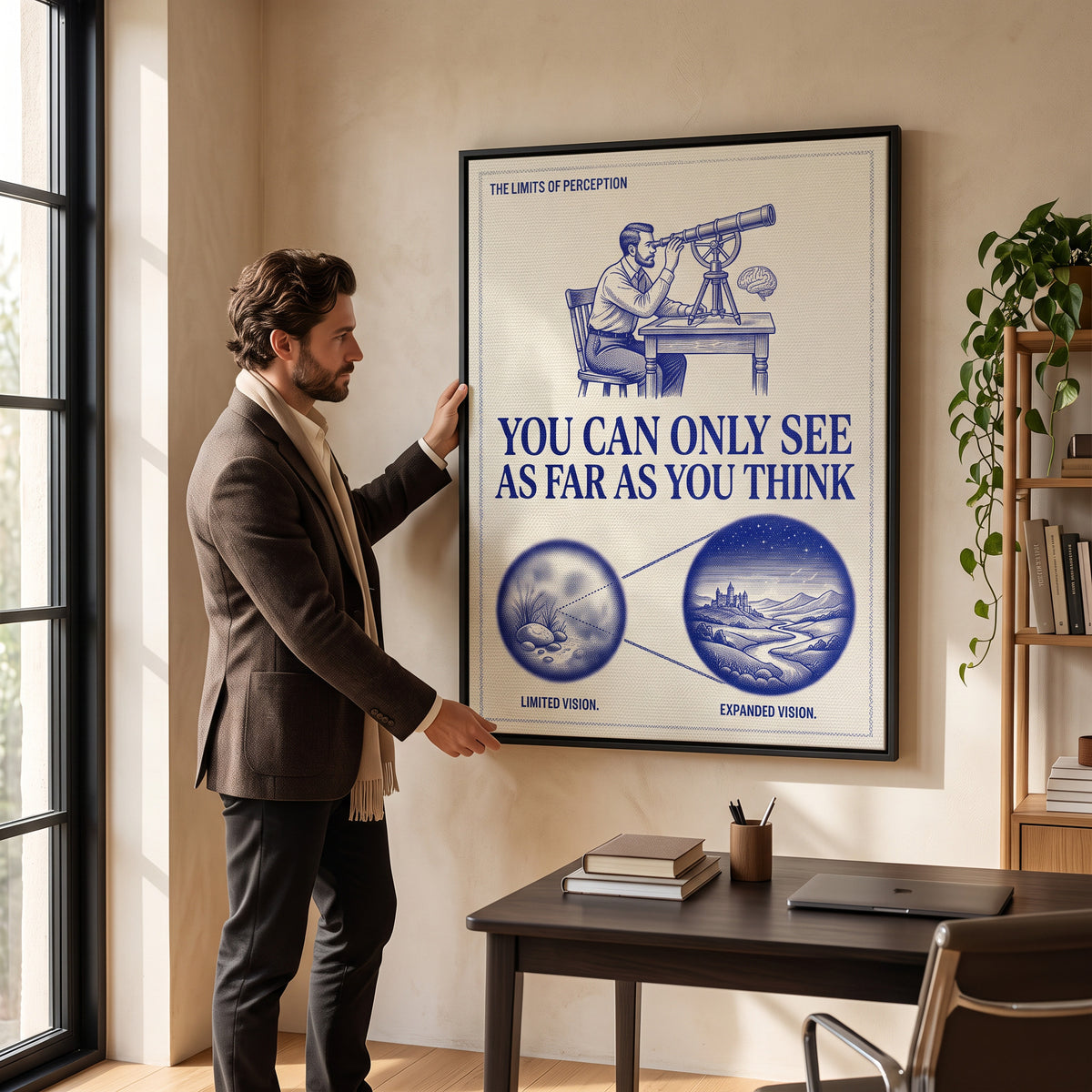 Leinwandbild See As Far As You Think an der Wand eines modernen Wohnraums
