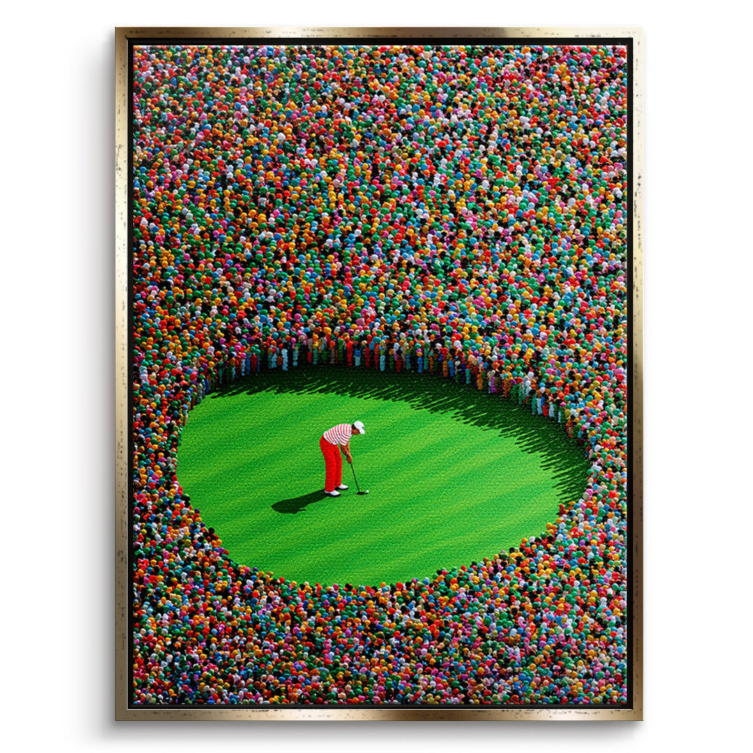 DOTCOMCANVAS Leinwandbild The Final Putt im goldenen Premium-Rahmen