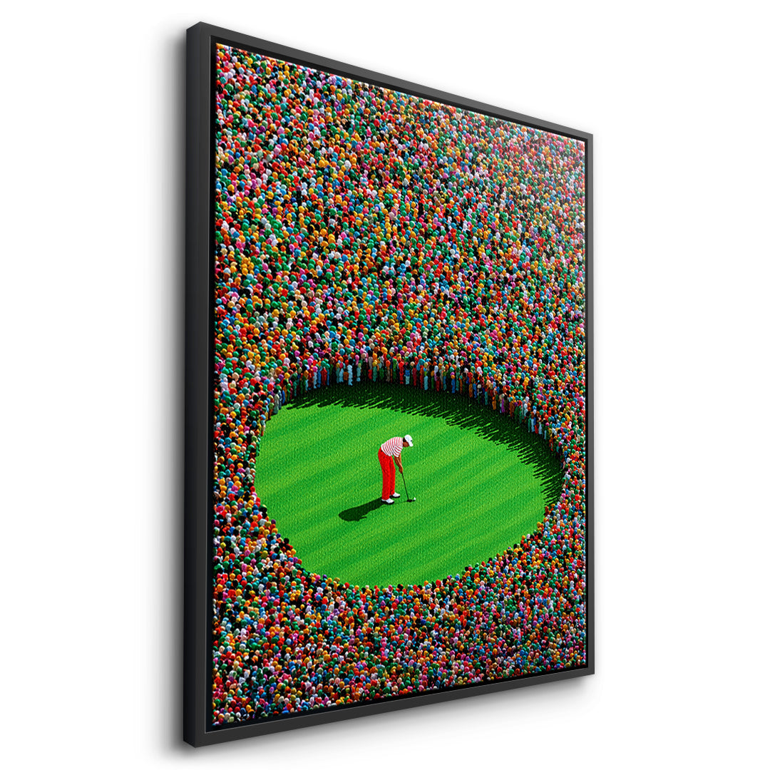 Seitenansicht des Leinwandbilds The Final Putt im schwarzen Rahmen