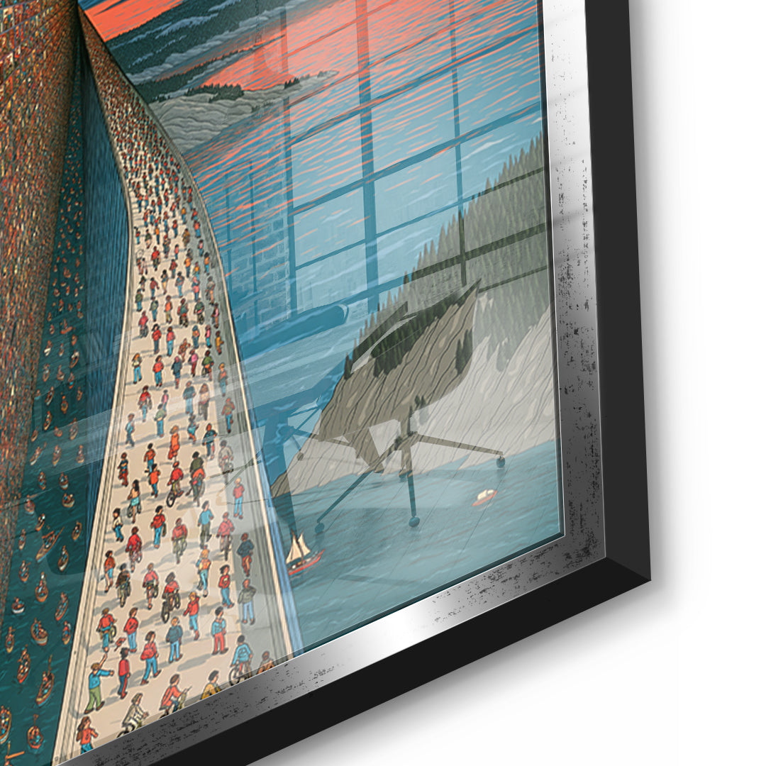 Detailaufnahme des 5mm Acrylglases, City Of Windows im silbernen Rahmen