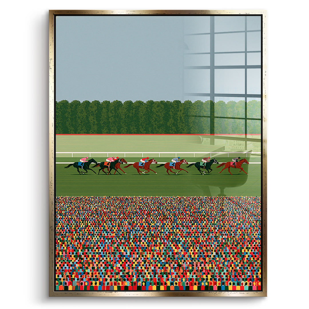 DOTCOMCANVAS Acrylglasbild Race Day im goldenen Premium-Rahmen