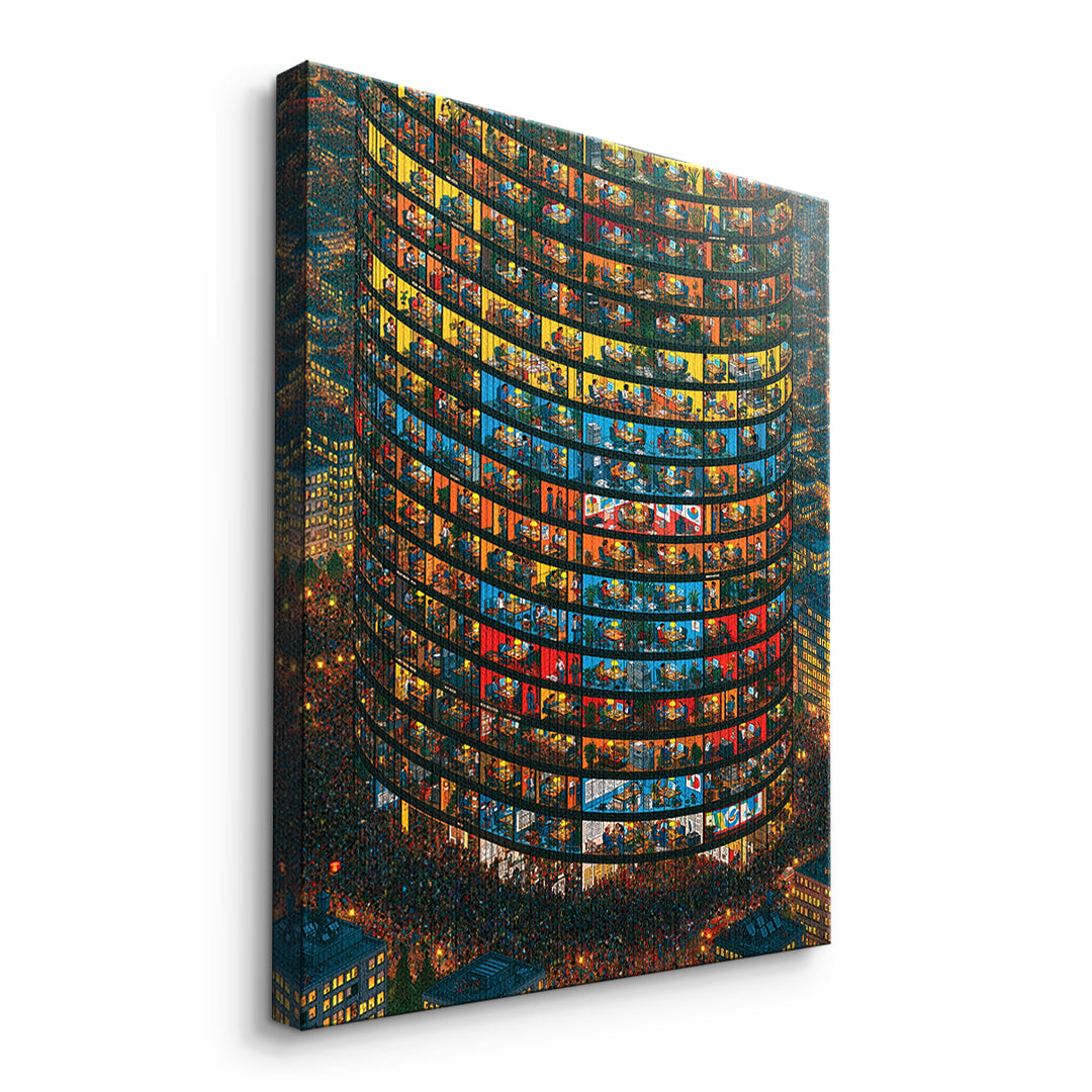 Seitenansicht des Leinwandbilds Tower Of Lives ohne Rahmen