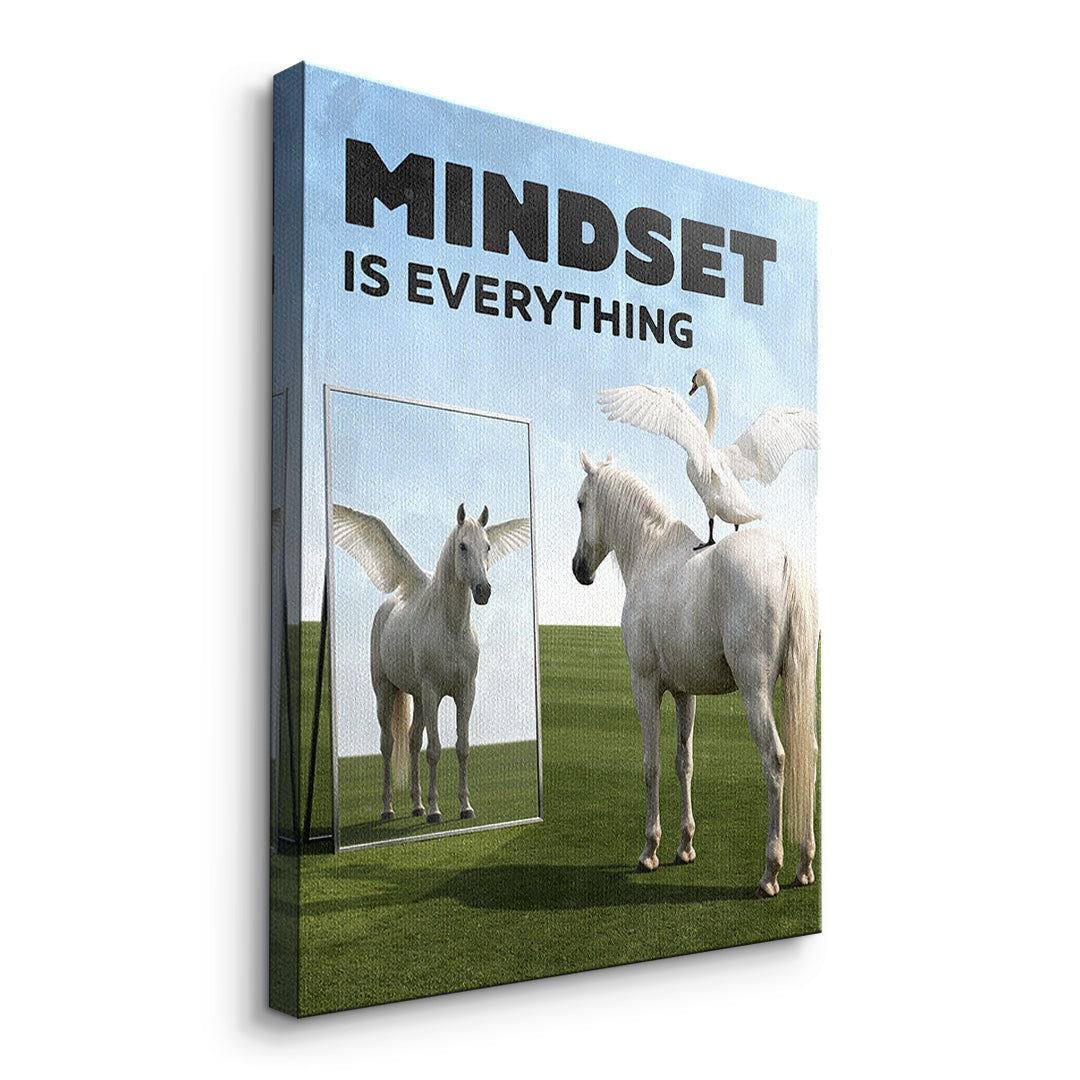 Seitenansicht des Leinwandbilds Mindset Is Everything Pegasus ohne Rahmen