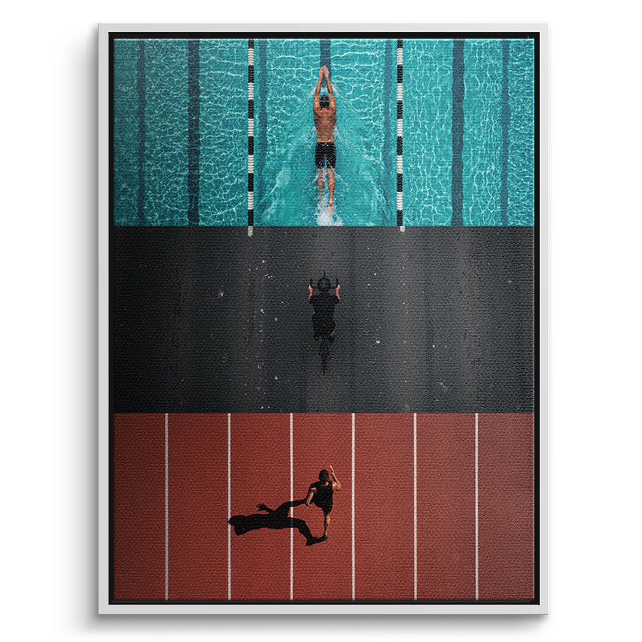 DOTCOMCANVAS Leinwandbild Triathlon im weißen Premium-Rahmen
